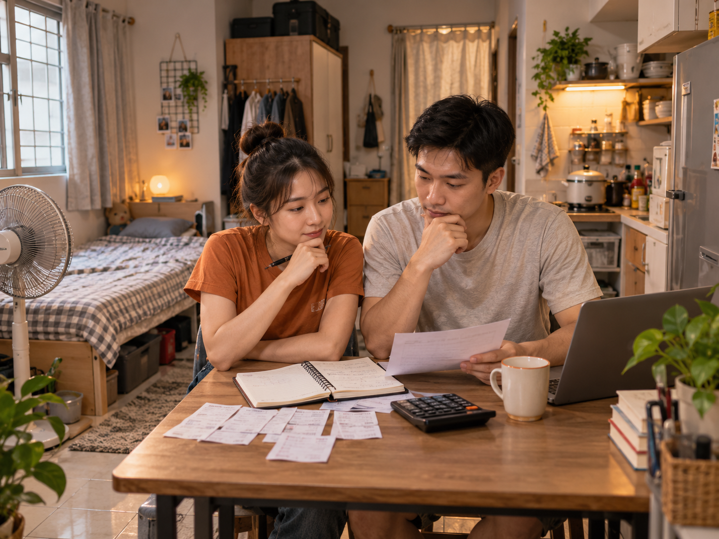 Gia đình trẻ đang cân nhắc chi phí thuê nhà và kế hoạch an cư