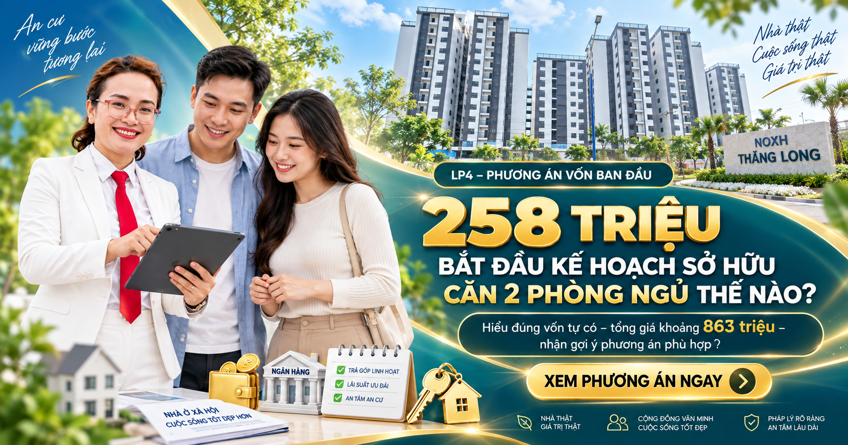 258 triệu bắt đầu kế hoạch sở hữu căn 2 phòng ngủ