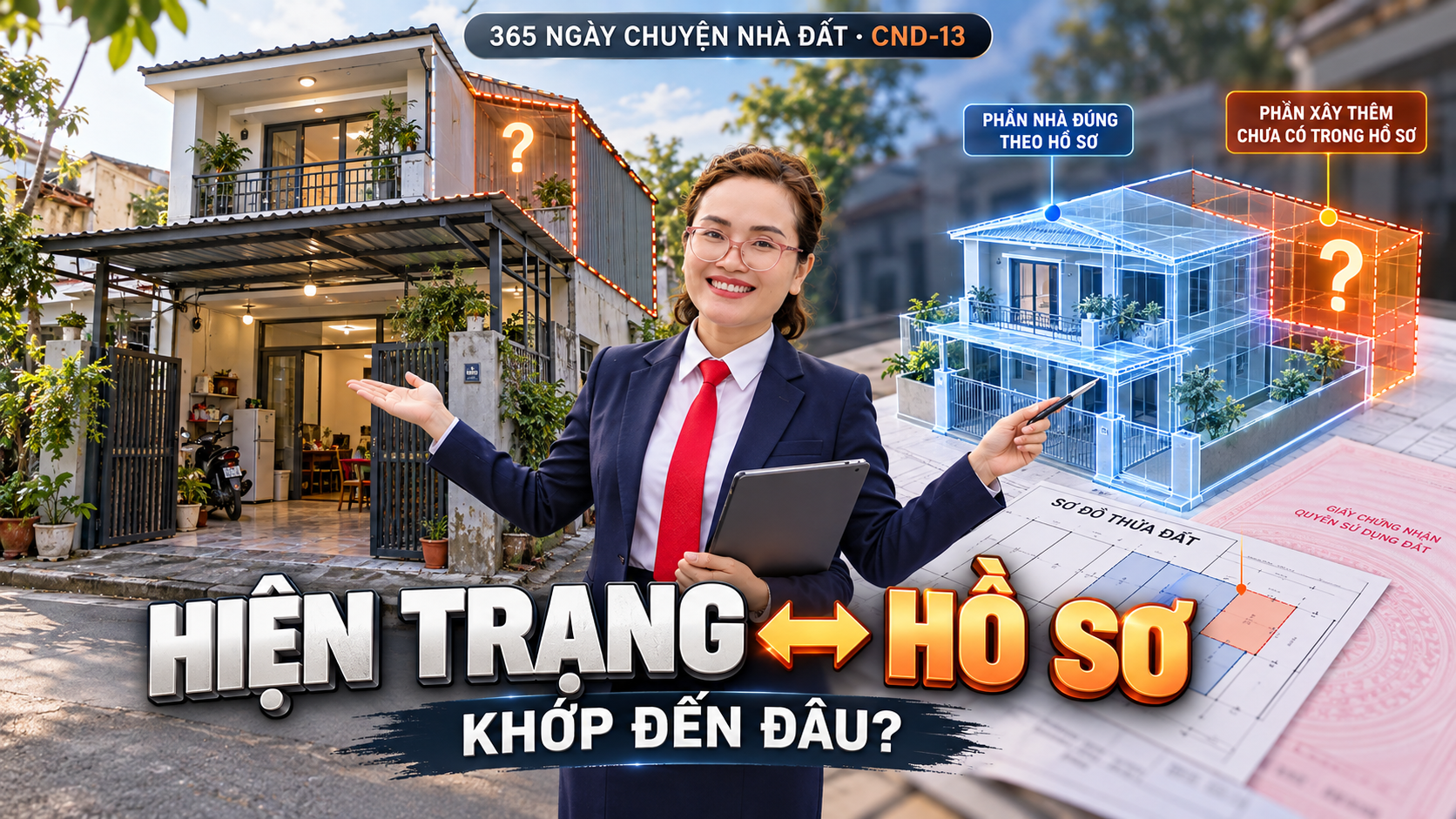Đối chiếu căn nhà thực tế với hồ sơ tài sản gắn liền với đất