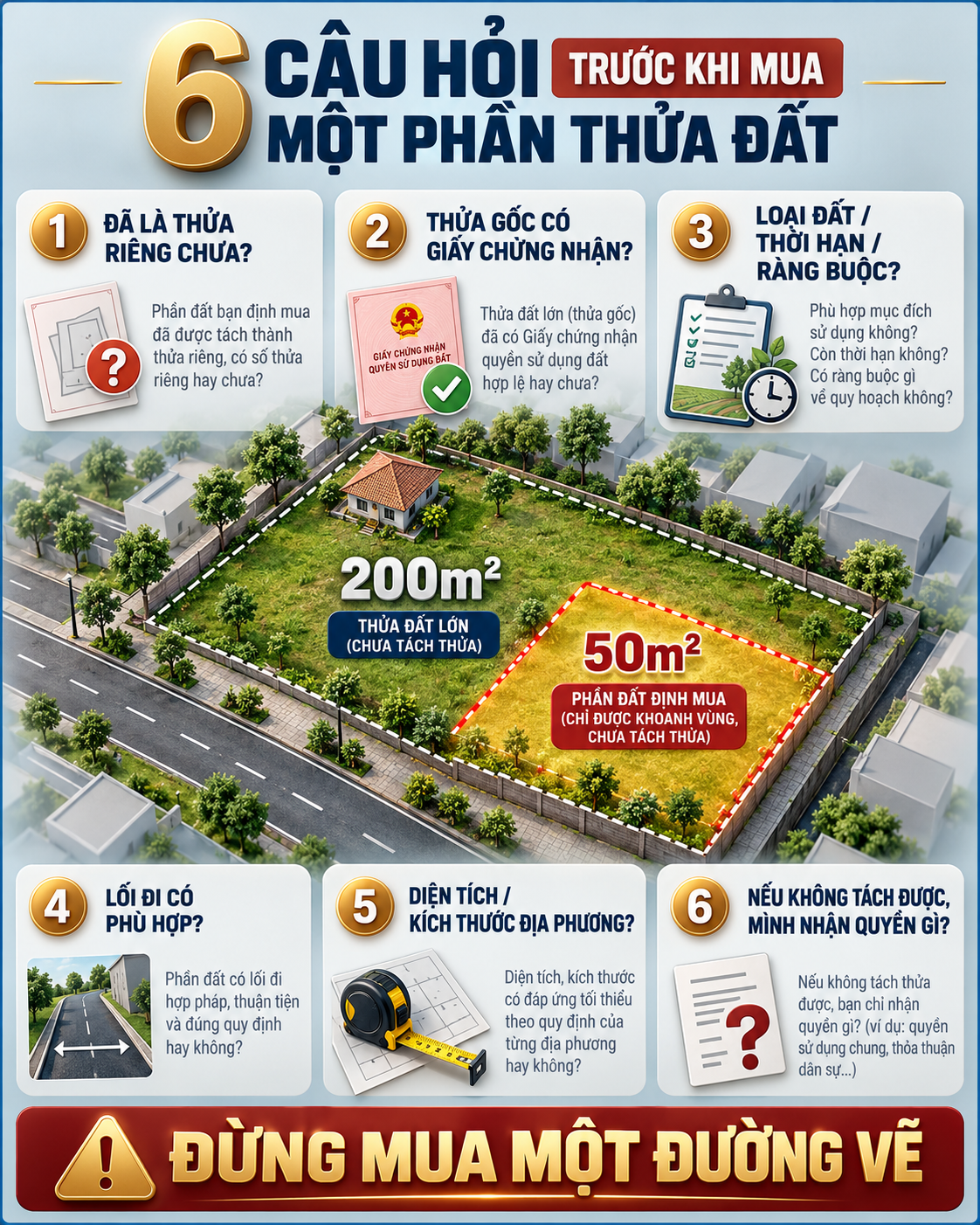 6 câu hỏi trước khi mua một phần thửa đất