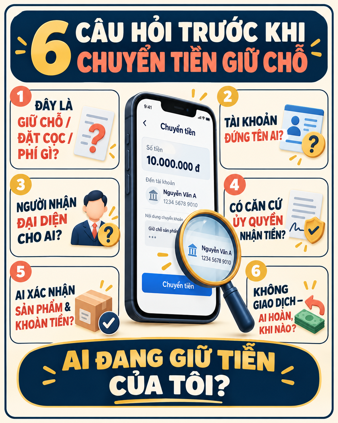 6 câu hỏi khi chủ đất yêu cầu chuyển cọc vào tài khoản người thân