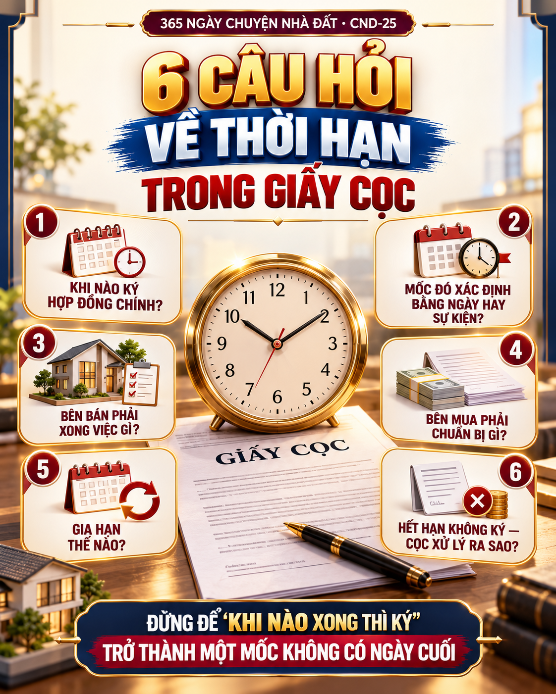 6 câu hỏi cần ghi trong giấy đặt cọc nhà đất về thời hạn