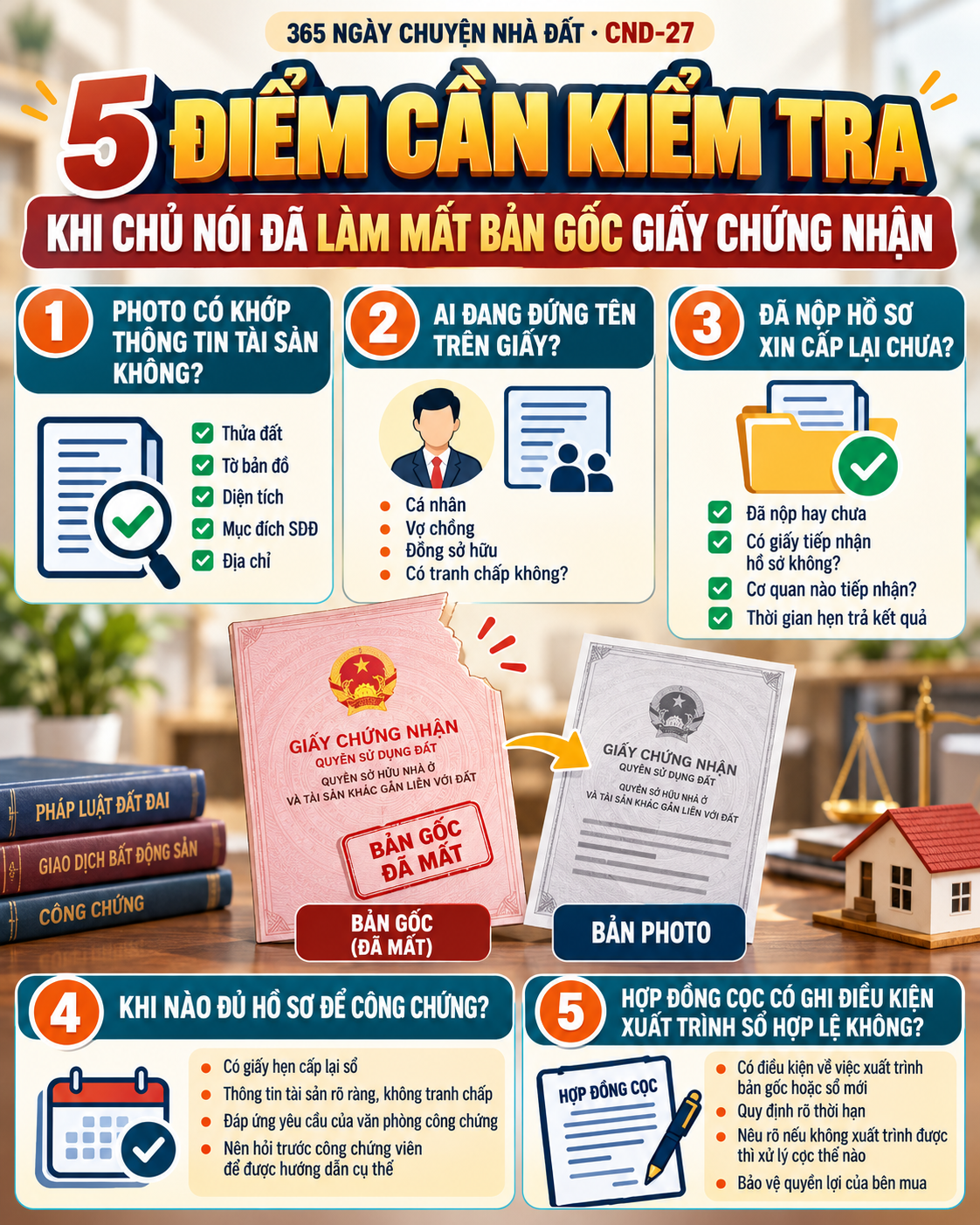 5 bước kiểm tra khi chủ làm mất bản gốc Giấy chứng nhận