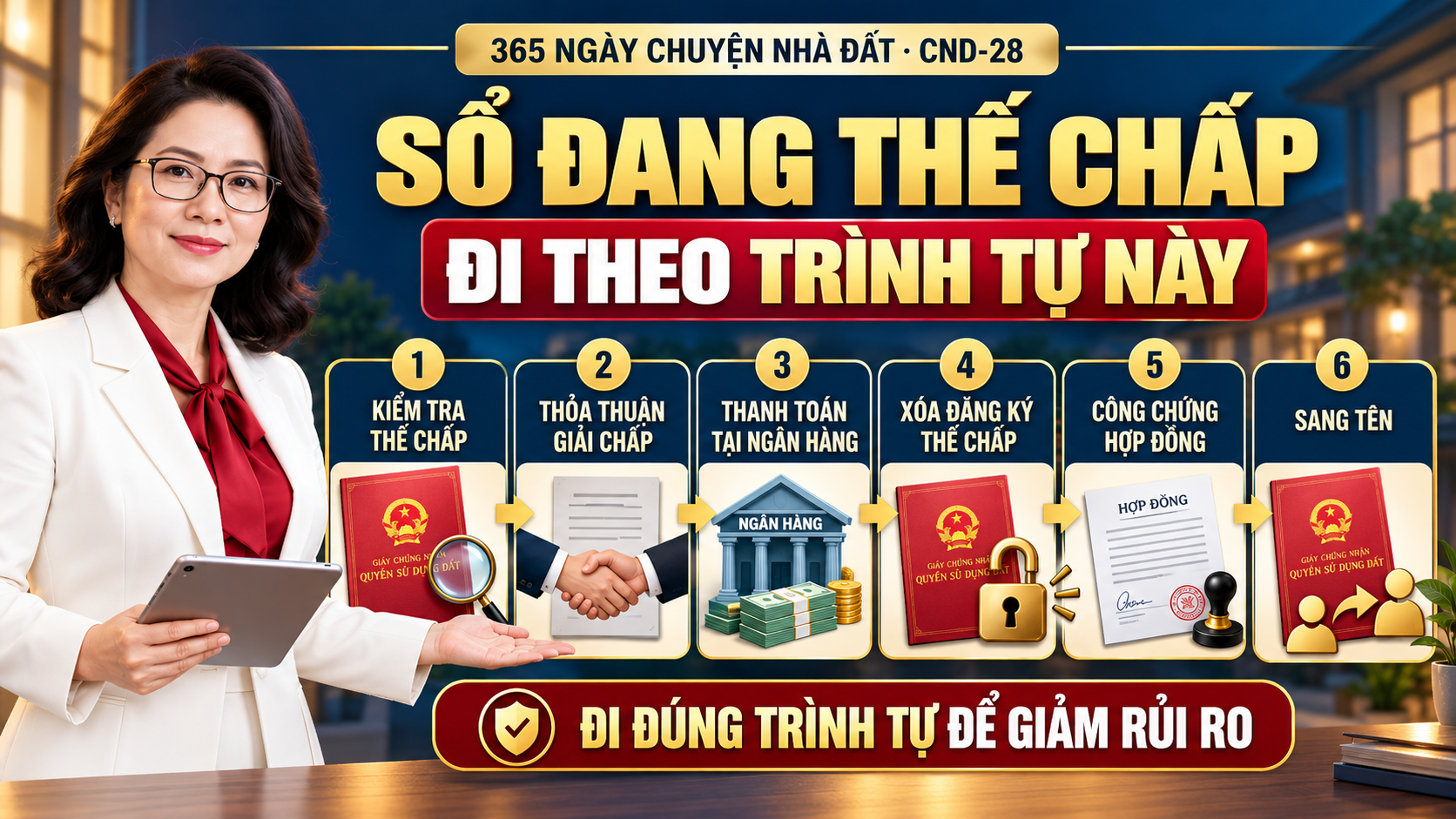 Sổ đang thế chấp ngân hàng cần đi theo trình tự nào