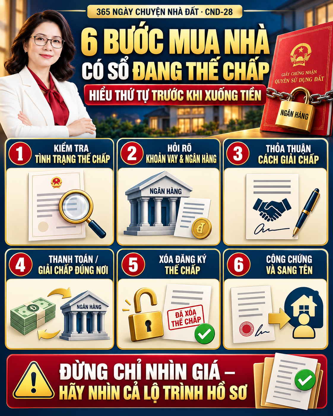 6 bước mua nhà có sổ đang thế chấp